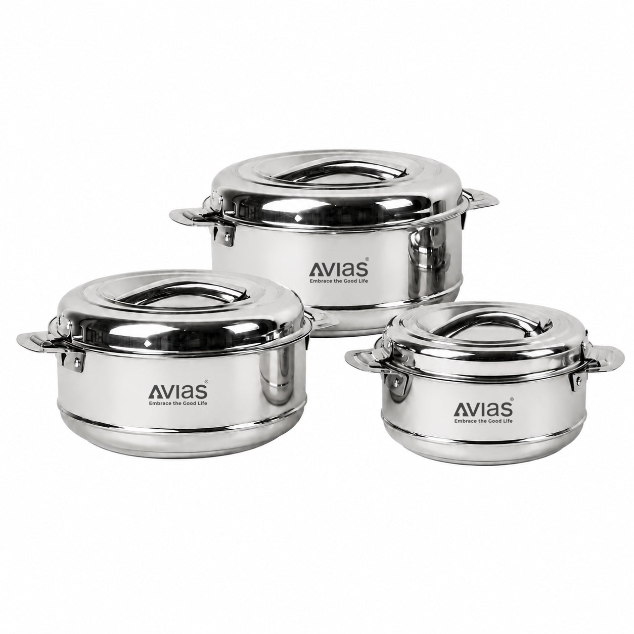 Avias Astra Stainless Steel Insulated Casserole / Hotpot | Double Wall | Gift Set of 3 | 1L,1.5L,2.5L