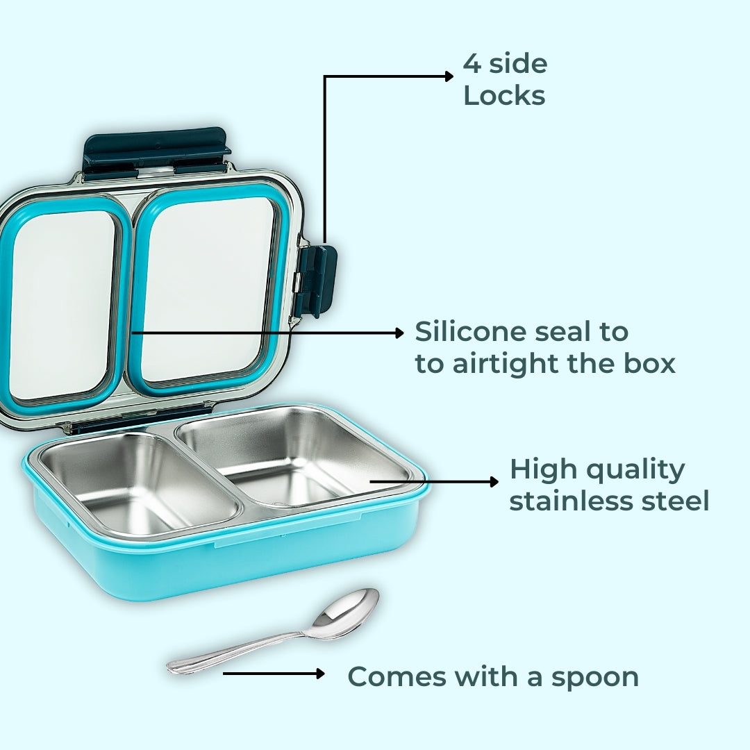 AVIAS Avifresh Stainless Steel Insulated Lunch Box with Spoon | Tiffin Box for School, College, and Office - DUO