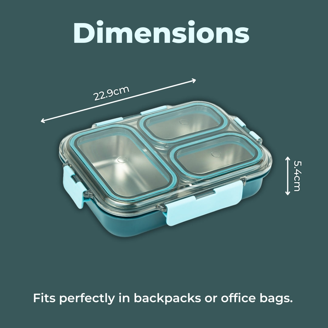 AVIAS Avifresh Stainless Steel Insulated Lunch Box with Spoon | Tiffin Box for School, College, and Office - TRIO