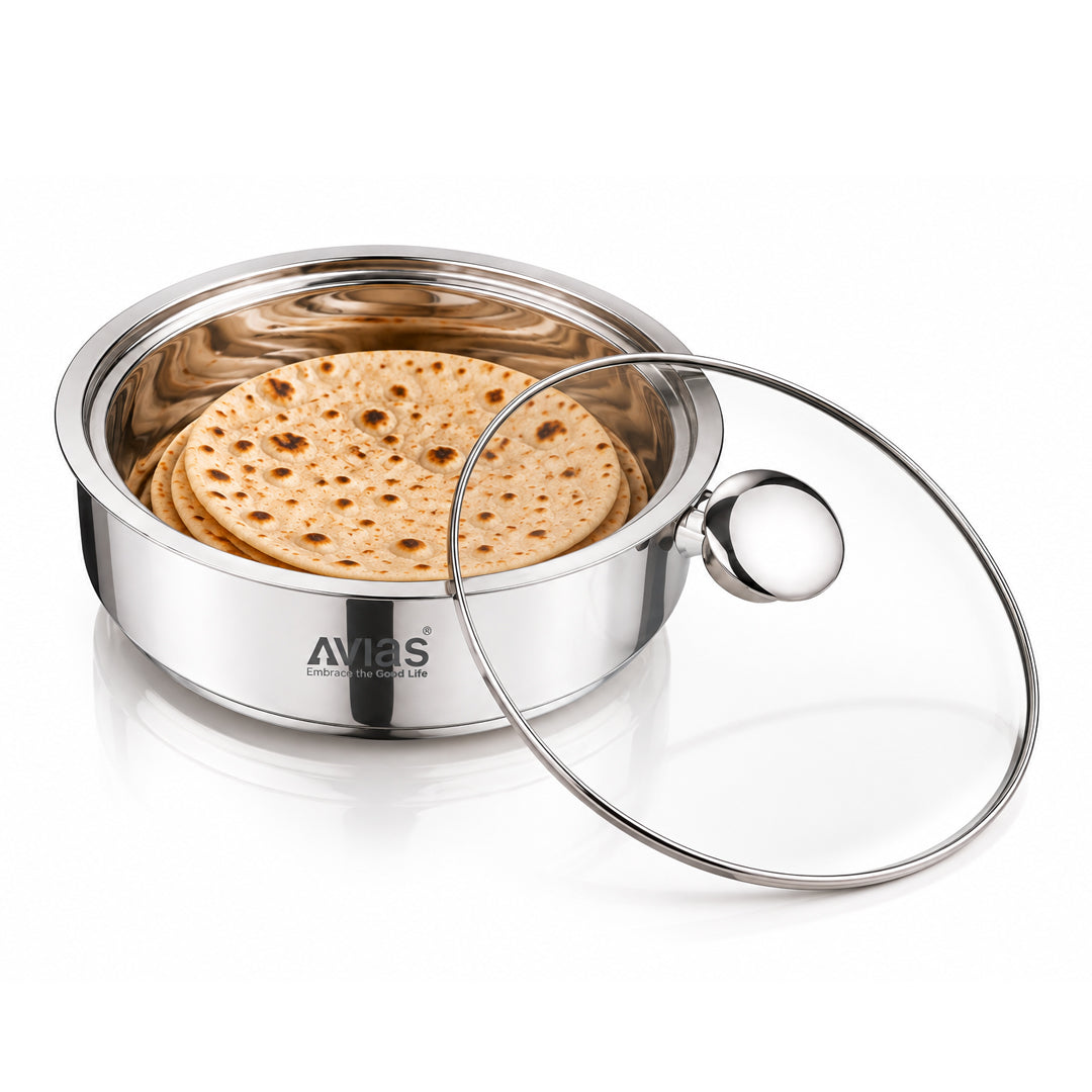 Avias Festiva Stainless Steel Roti Server Casserole | Double Wall PUF Insulated | 1500ml–2500ml