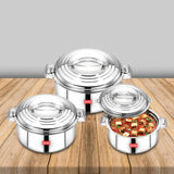 AVIAS Platina Premium Casserole Gift Set (1000ml, 1500ml, 2500ml) | Riveted handles | PUF insulated |