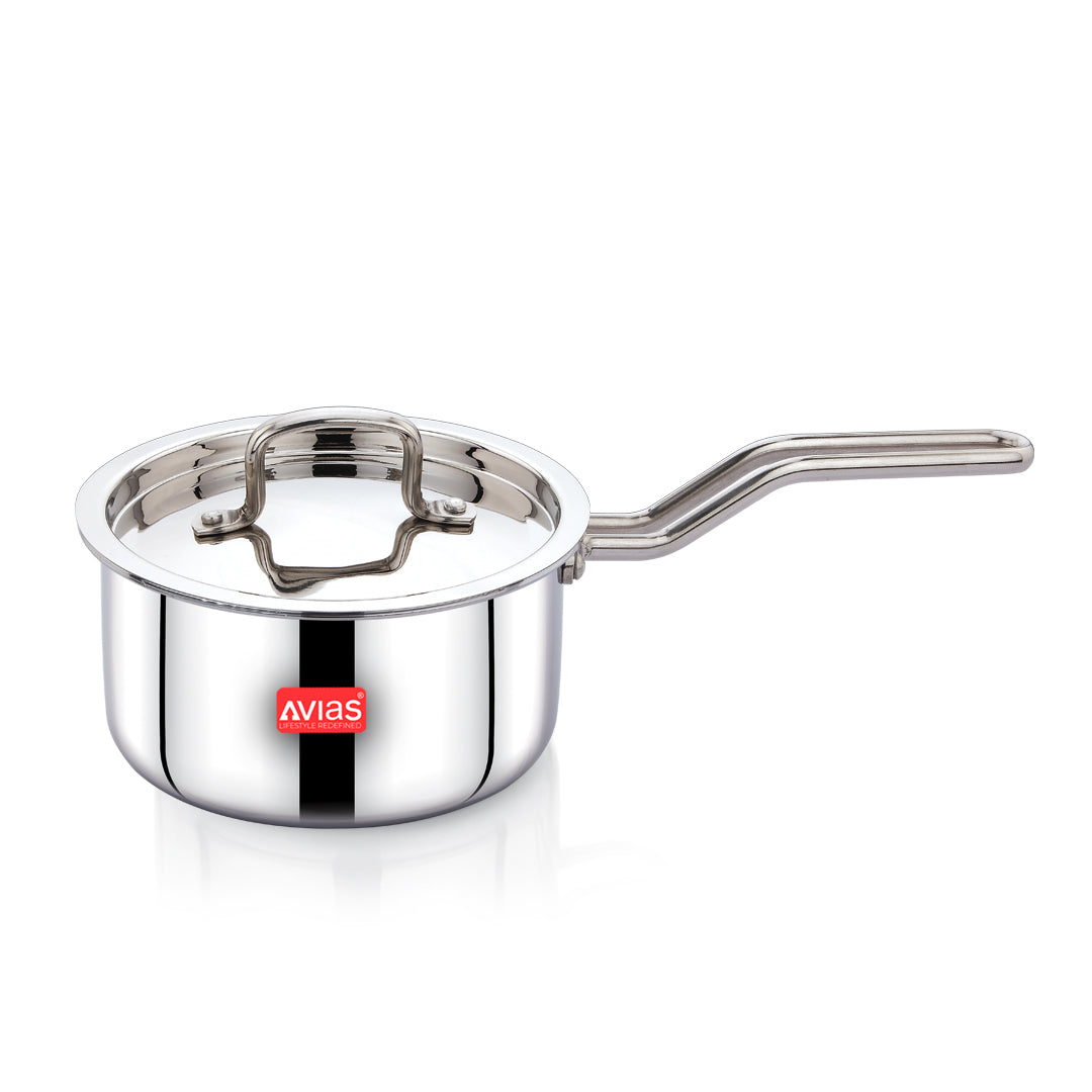 Avias Riara Triply Stainless Steel Saucepan with Lid | 2.5mm | Induction Compatible | 1.1L–2.25L