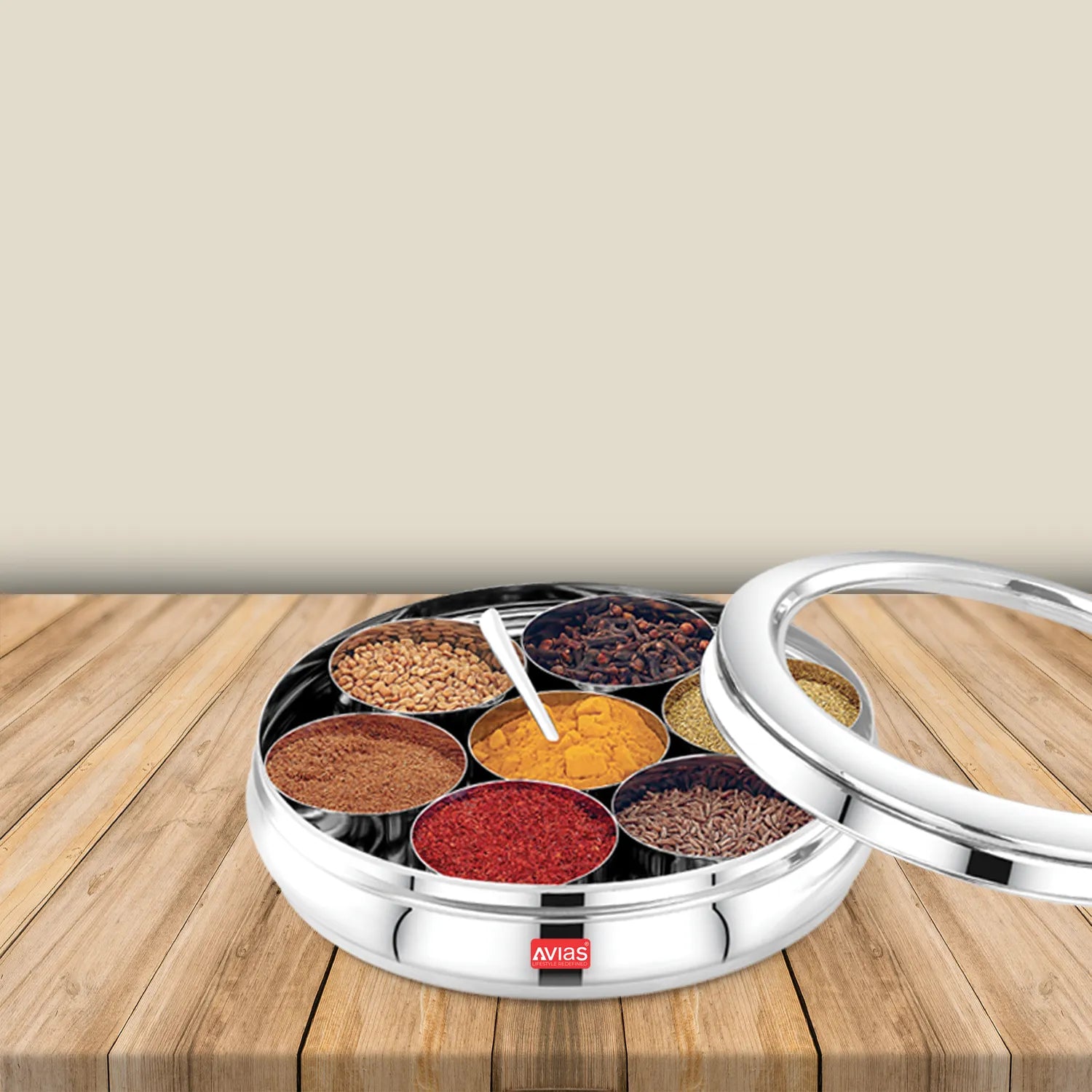 AVIAS Stainless steel Deluxe Spice box with See-through lid