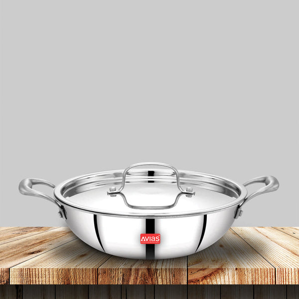 Buy Avias Triply Premium Stainless Steel Kadai With SS Lid – Avias