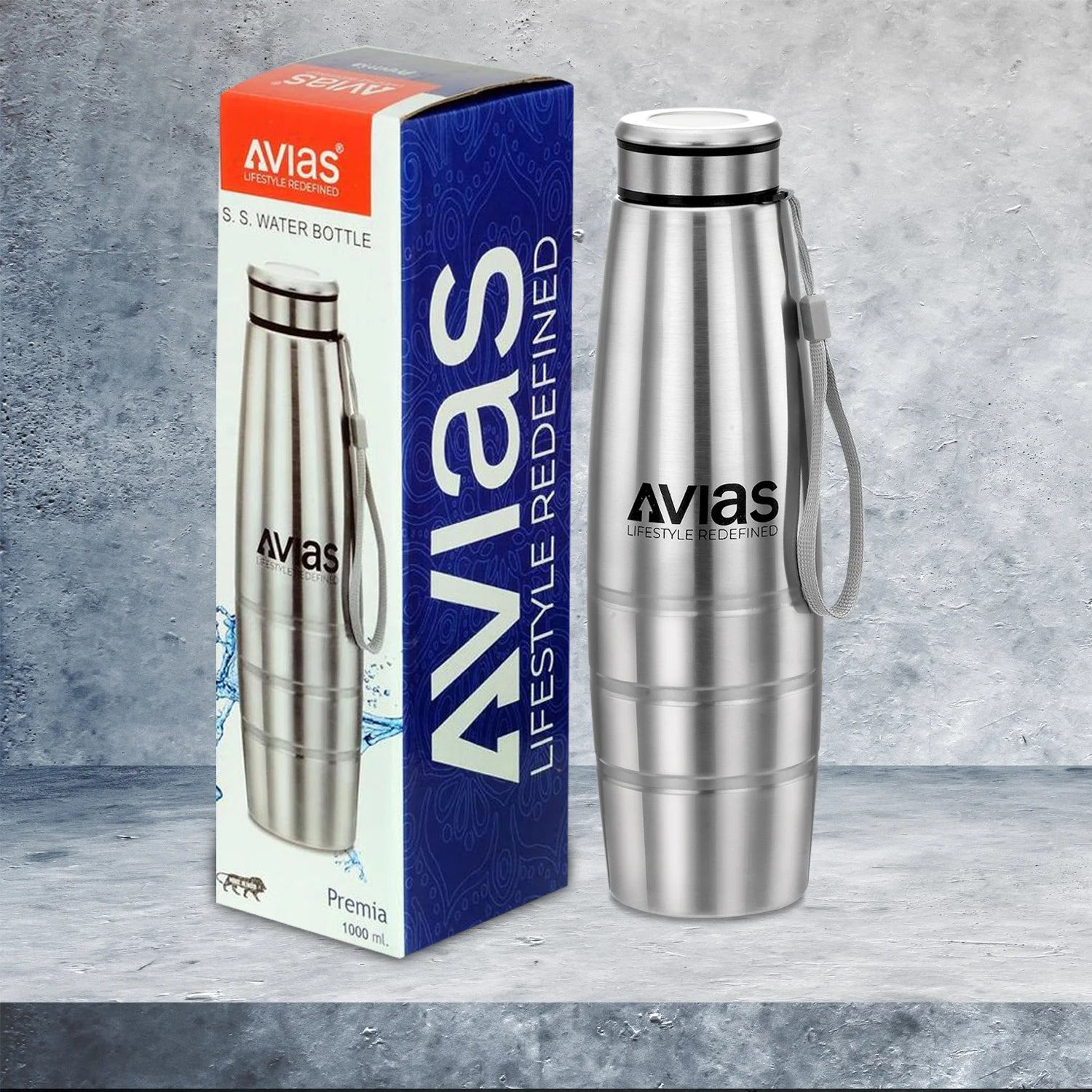 AVIAS Premia Stainless Steel Water Bottle package