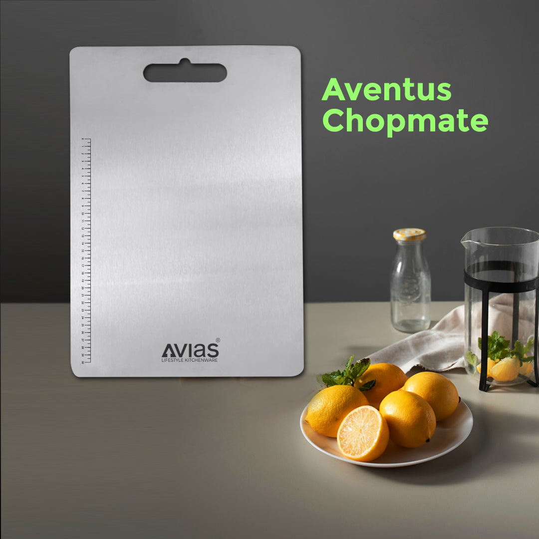 Avias Aventus Chopmate Stainless Steel Chopping Board| Stainless Steel Chopping Board Vegetable, Fruit Cutting, Kneading, Cake Prep, Heavy Duty Chopping-Board