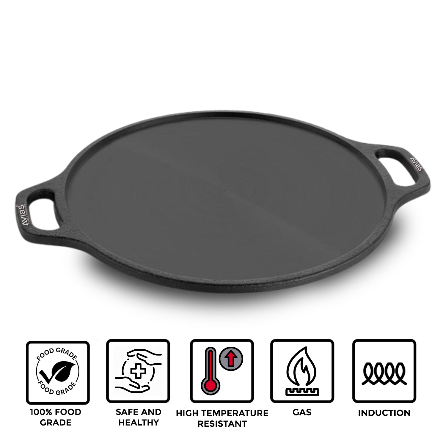 Cast Iron Dosa Tawa Pan/ Dosa Kallu/ Chapati Tawa/ Roti Iron Tawa | Pre-Seasoned Cookware | Induction Friendly | 100% Natural & Toxin-Free features