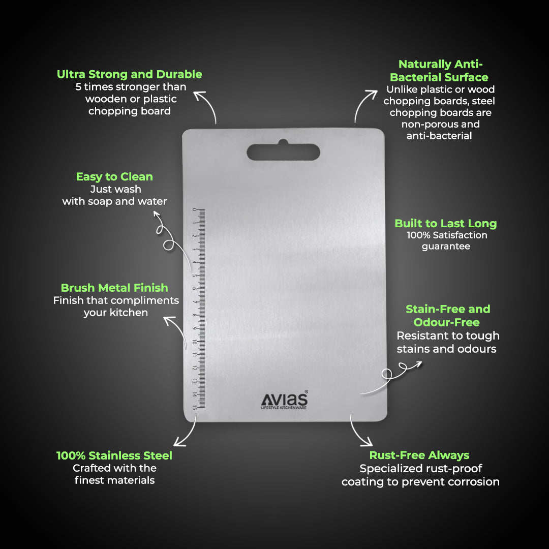 Avias Aventus Chopmate Stainless Steel Chopping Board| Stainless Steel Chopping Board Vegetable, Fruit Cutting, Kneading, Cake Prep, Heavy Duty Chopping-Board