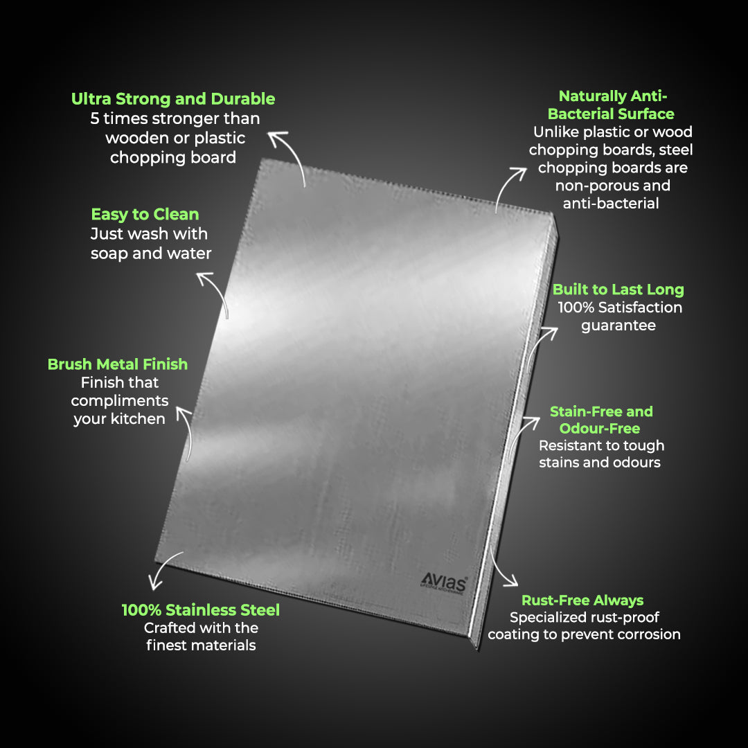 Avias Aventus Platform Board | Stainless Steel Chopping Board Vegetable, Fruit Cutting, Kneading, Cake Prep, Heavy Duty Chopping-Board