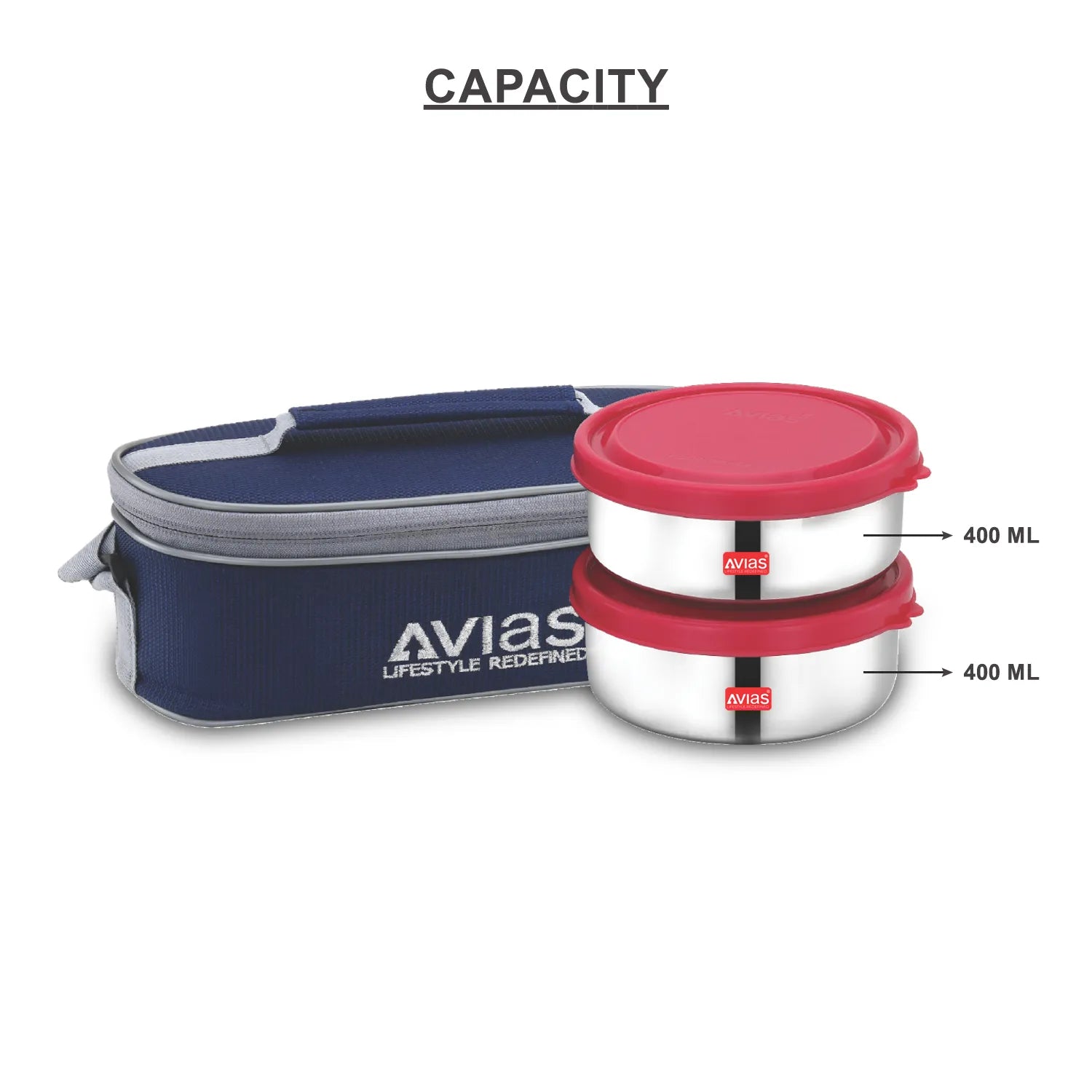 AVIAS Freshia stainless steel lunch/ tiffin box (horizontal) 2 pack