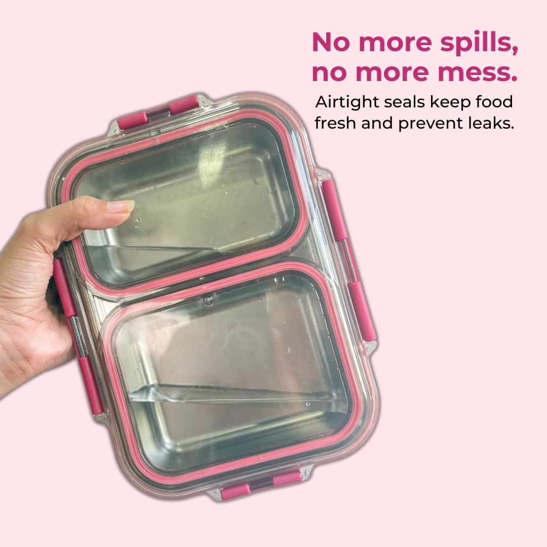 AVIAS Avifresh Stainless Steel Insulated Lunch Box with Spoon | Tiffin Box for School, College, and Office - DUO