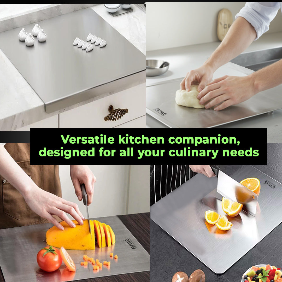Avias Aventus Platform Board | Stainless Steel Chopping Board Vegetable, Fruit Cutting, Kneading, Cake Prep, Heavy Duty Chopping-Board