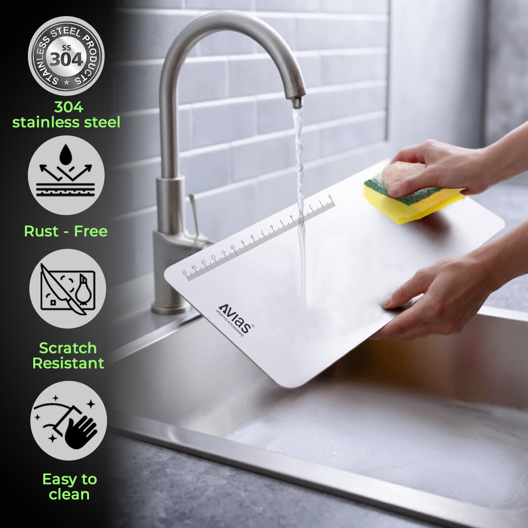 Avias Aventus Chopmate Stainless Steel Chopping Board| Stainless Steel Chopping Board Vegetable, Fruit Cutting, Kneading, Cake Prep, Heavy Duty Chopping-Board