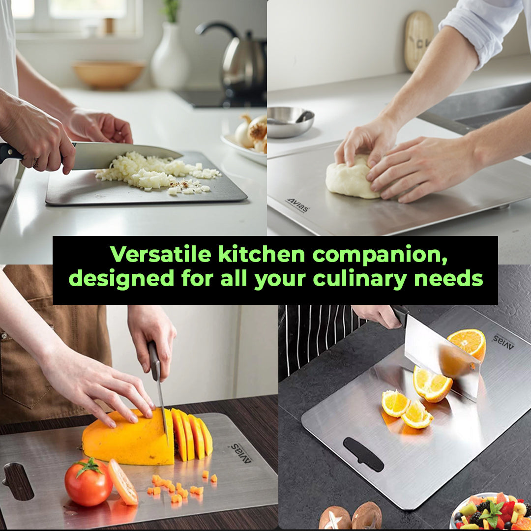 Avias Aventus Chopmate Stainless Steel Chopping Board| Stainless Steel Chopping Board Vegetable, Fruit Cutting, Kneading, Cake Prep, Heavy Duty Chopping-Board