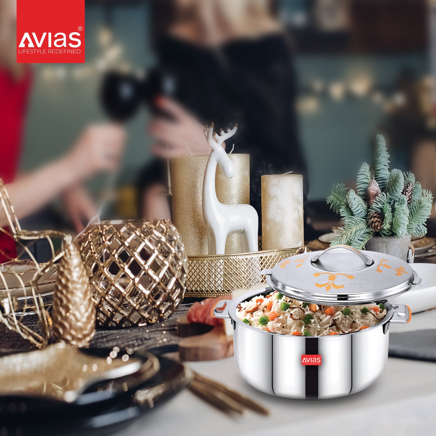 AVIAS Emerald Premium Stainless Steel Casserole for servinf hot food