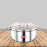 AVIAS Emerald Premium Stainless Steel Casserole | Twist lock | Easy grip handles | 24 Carat gold | 2500ml/3500ml