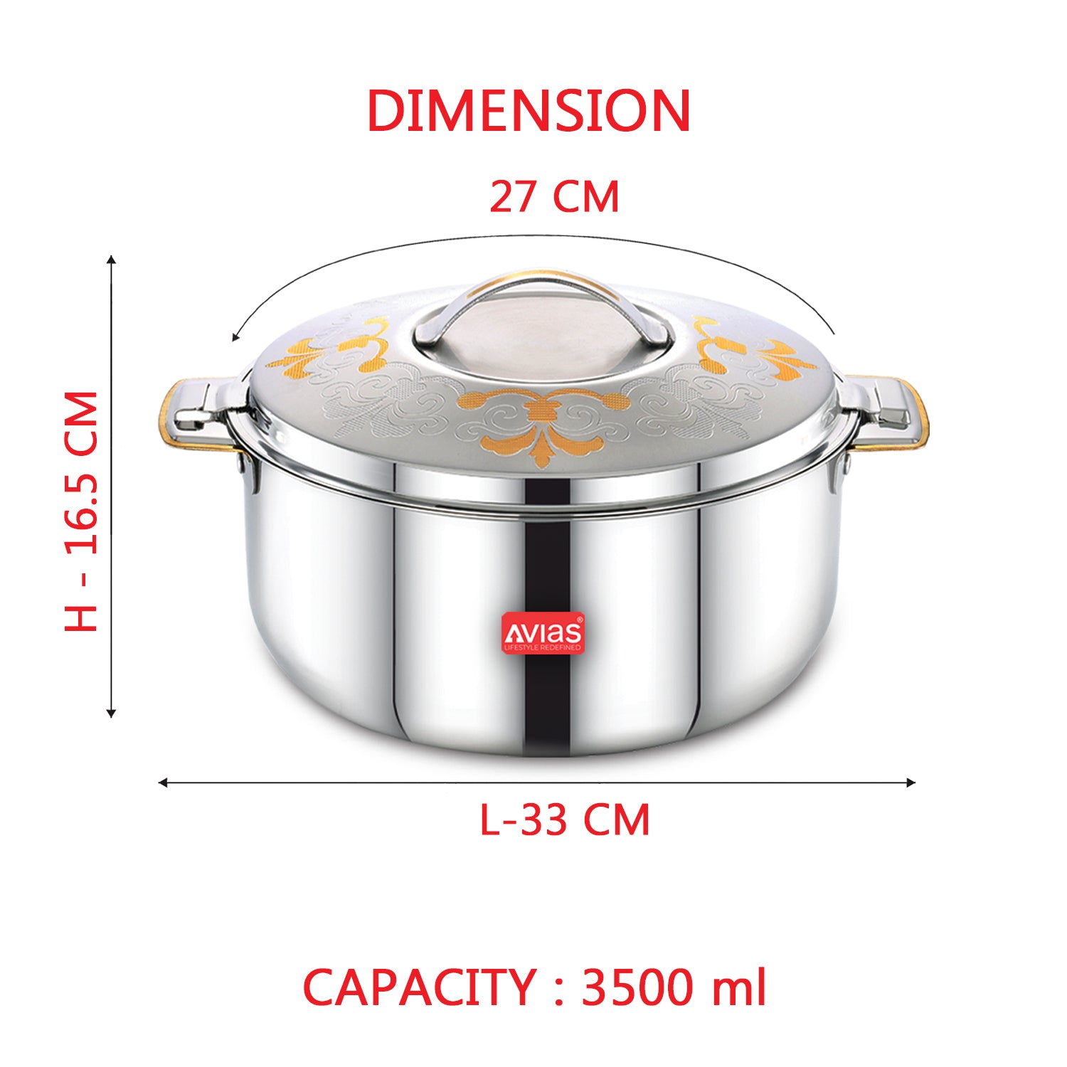 AVIAS Emerald Premium Stainless Steel Casserole 3500 ML