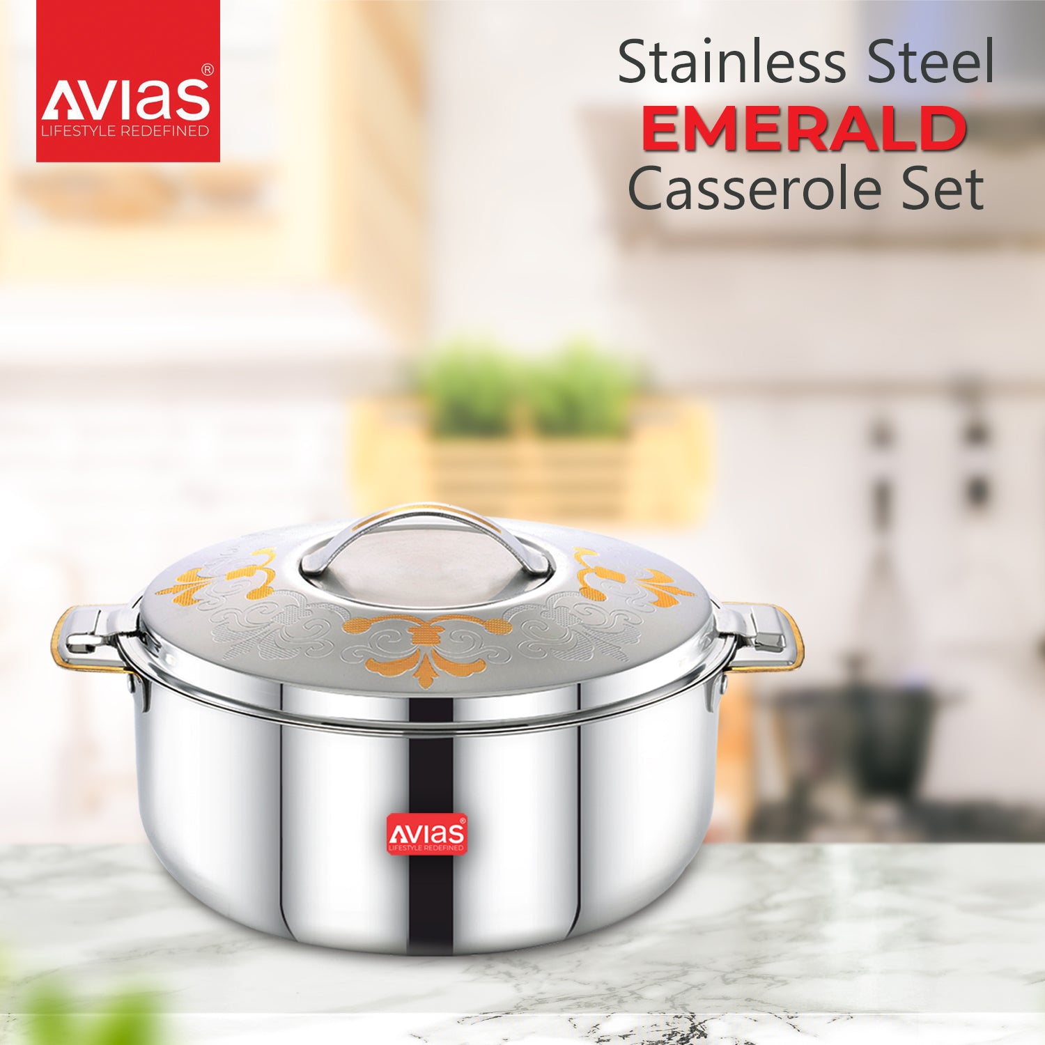 AVIAS Emerald Premium Stainless Steel Casserole for storing food