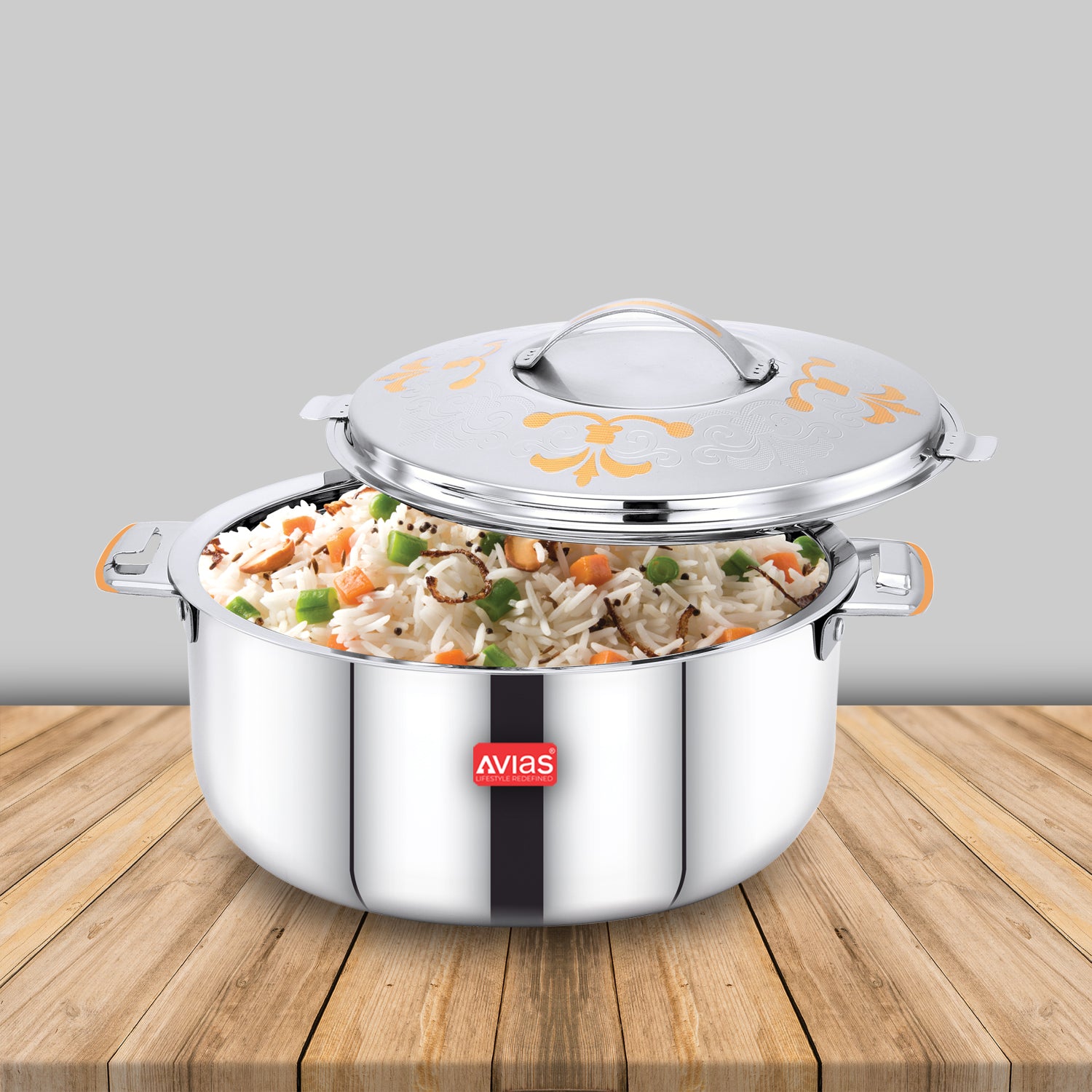 AVIAS Emerald Premium Stainless Steel Casserole open lid