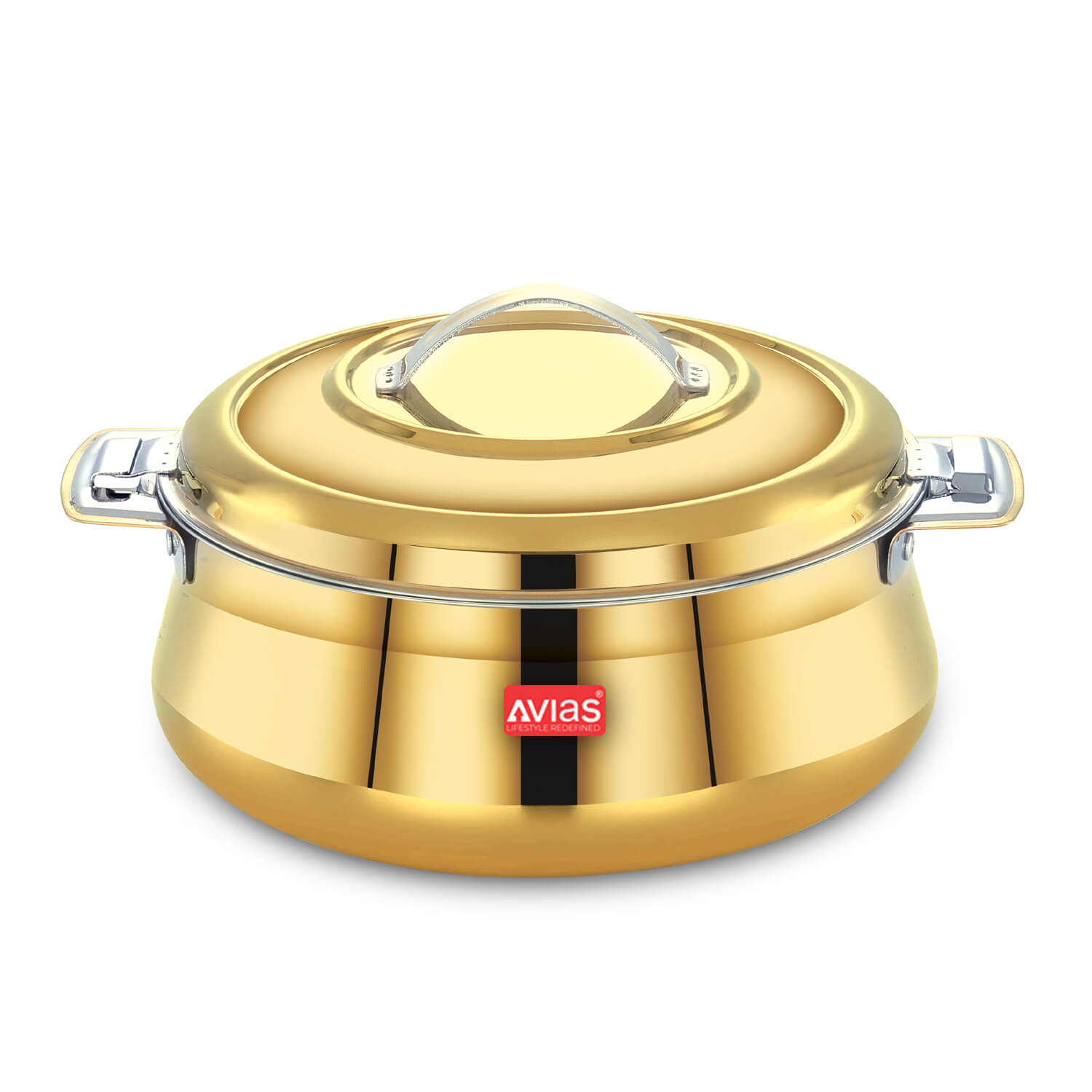 AVIAS Riara Gold Premium Stainless steel casserole/ hotpot/ hot case with twist lock with sturdly side handles | Roti/ chapati, curry , gravy, rice serveware | 1.5L/ 2.5L