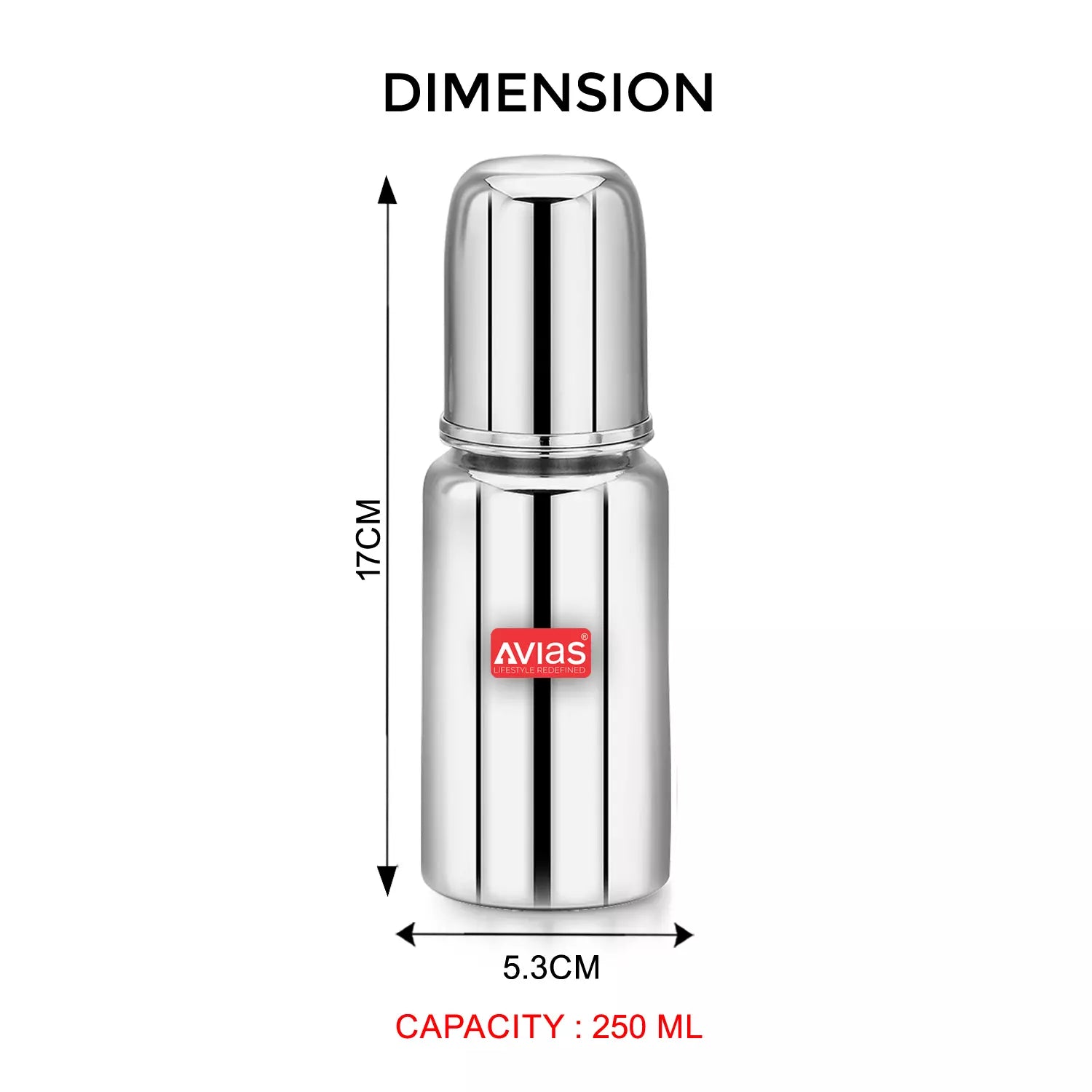 AVIAS Nova stainless steel Feeding Bottle 250 ml