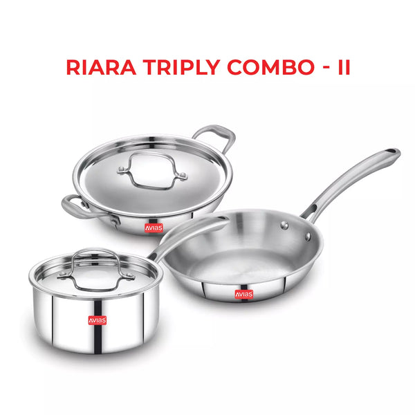 Buy Avias Triply Premium Stainless Steel Kadai With SS Lid – Avias