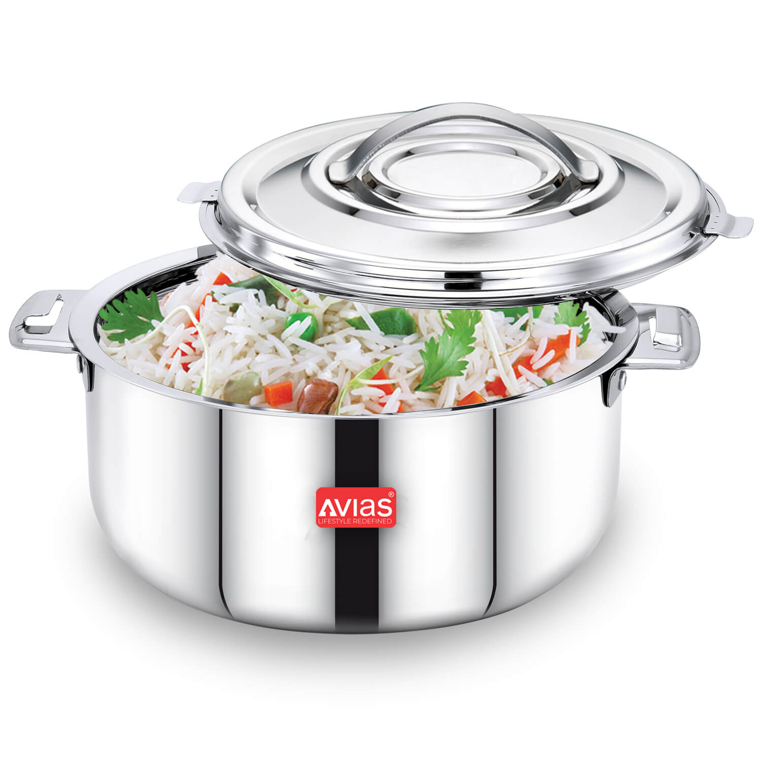 New AVIAS Avistar Premium Stainless Steel Casserole/ Double Wall Insulated / Chapati Box | Casserole Food Storage with Lid | Twist Lock | 1.5L/ 2.5L/ 3.5L - Silver