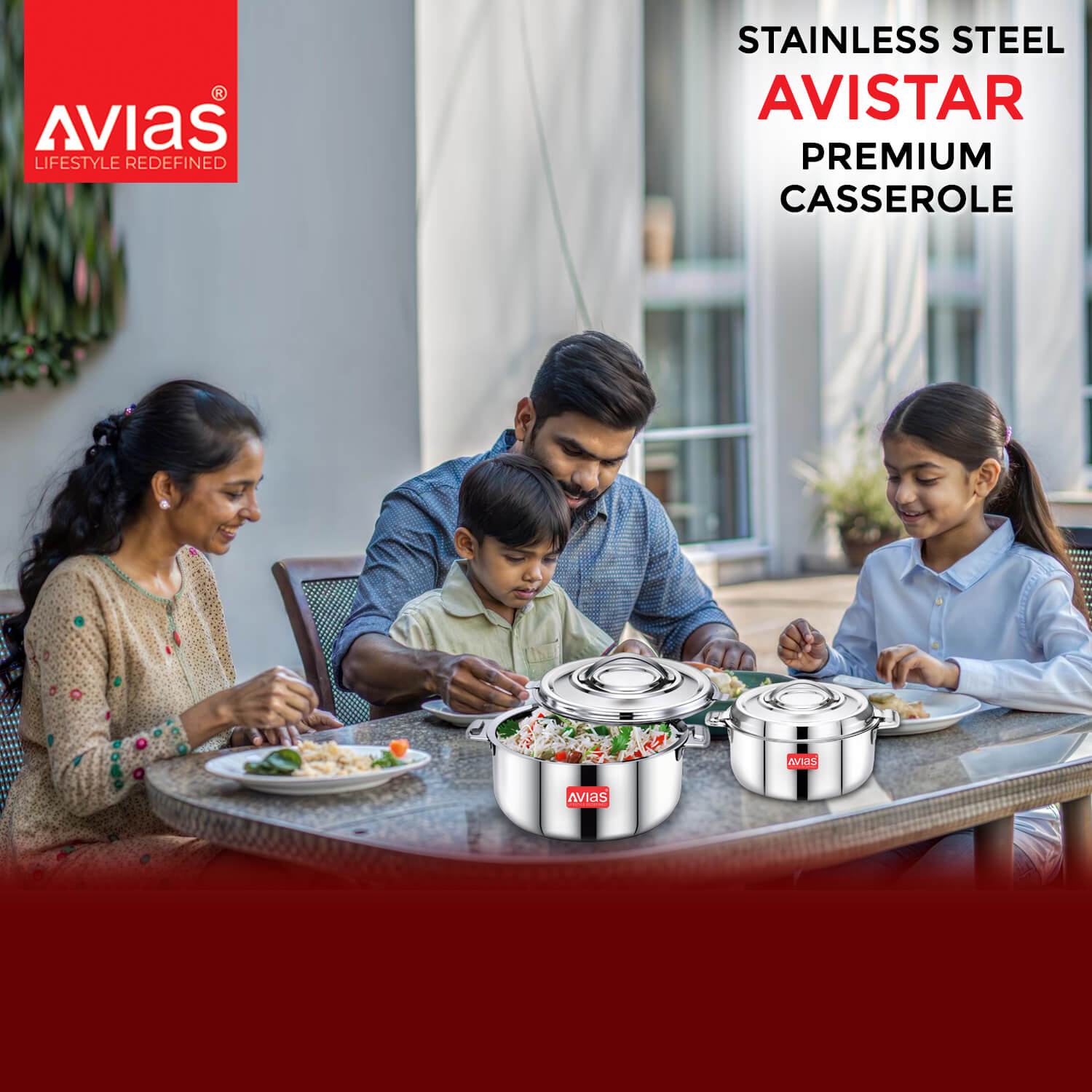 New AVIAS Avistar Premium Stainless Steel Casserole/ Double Wall Insulated / Chapati Box | Casserole Food Storage with Lid | Twist Lock | 1.5L/ 2.5L/ 3.5L - Silver