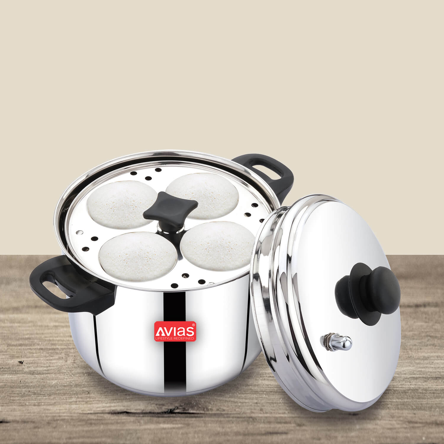Avias Idlimate IB idli cooker 6 plate open with soft idlis