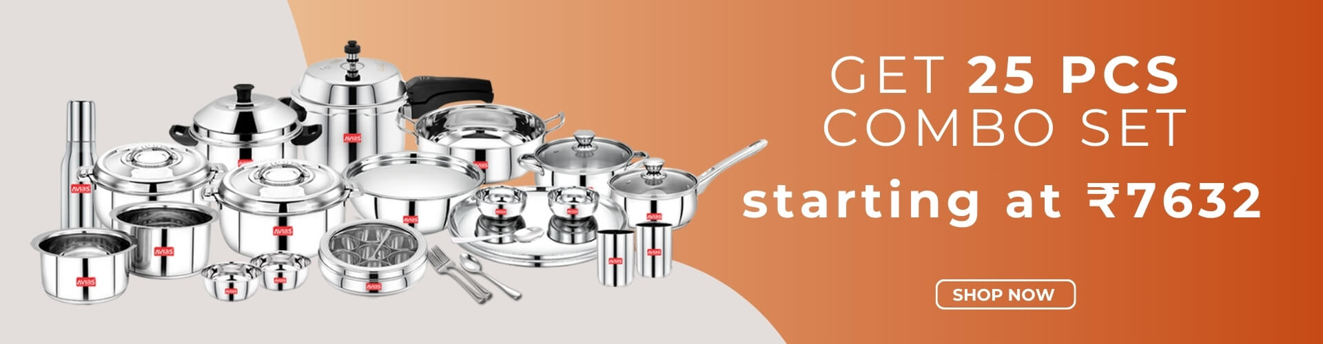 Avias Stainless Steel 25 PCS premium Kitchen set.