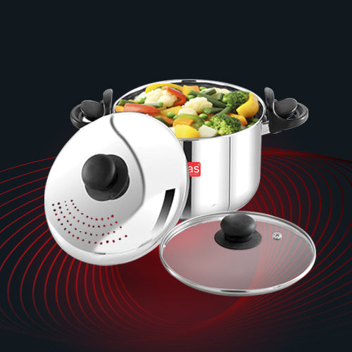 Avias Stainless steel strainler pot with strainer and glass lid