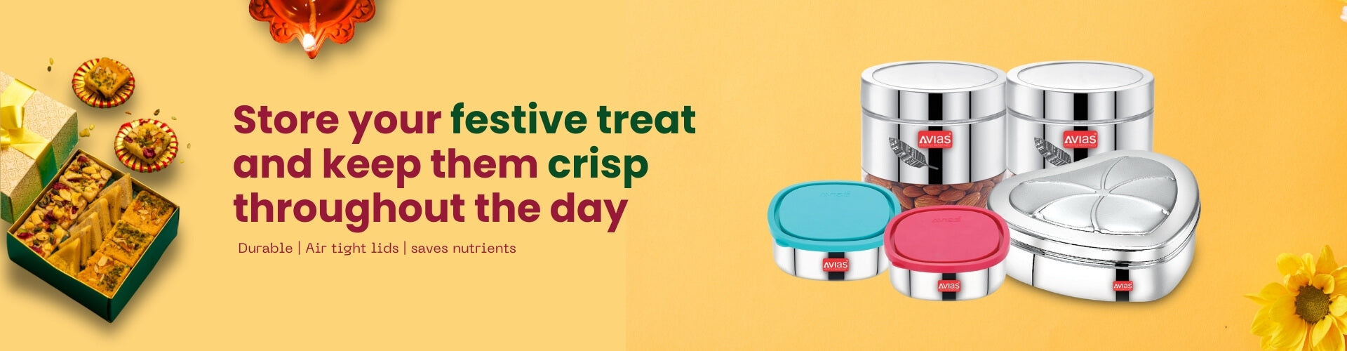 Avias stainless steel storage containers Diwali offer