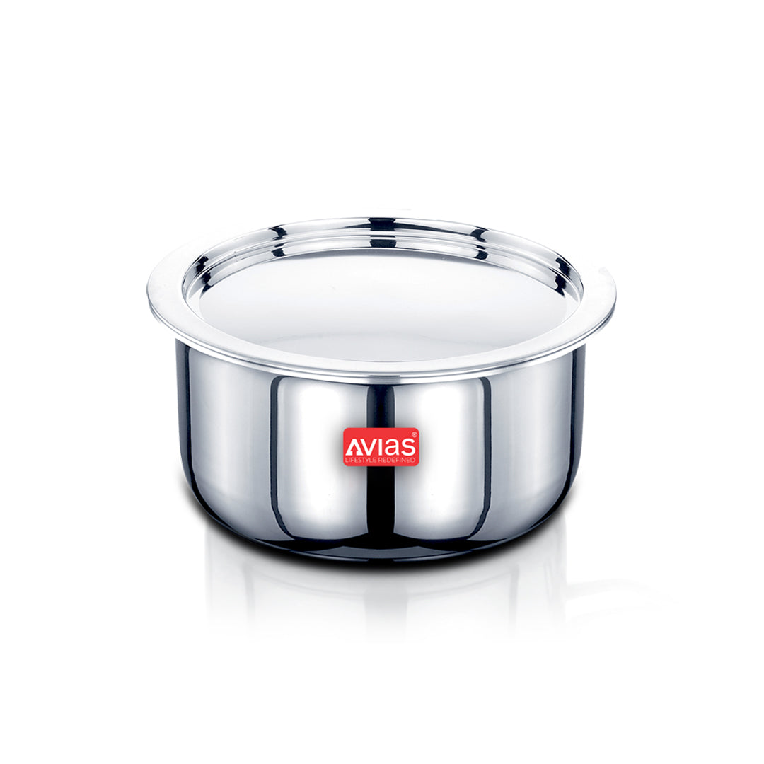 Avias Riara Triply Stainless Steel Tope with Lid | 2.5mm | Induction Compatible | 14–24cm
