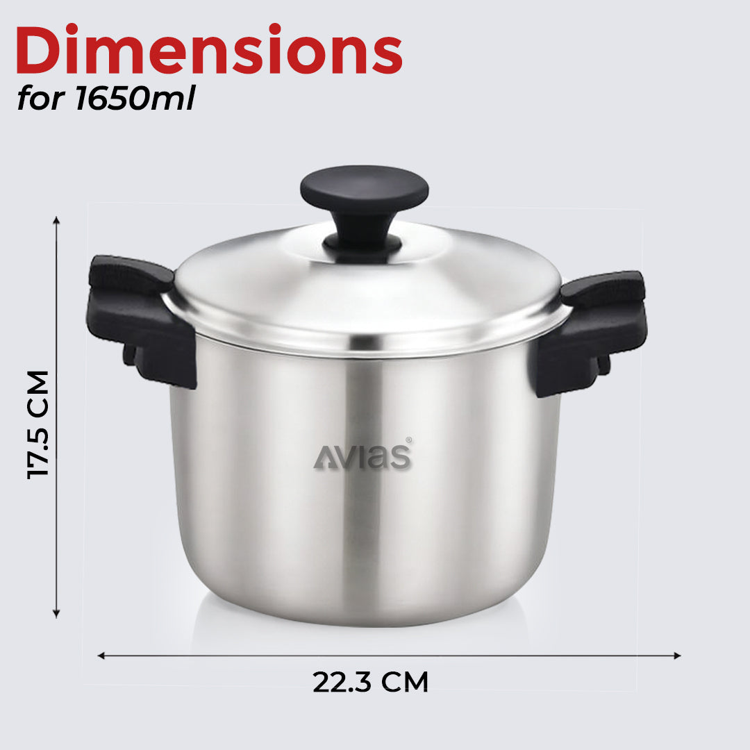 AVIAS Fabius Vacuum Insulated Casserole, Stainless Steel Hot & Cold Box with Twist Lock, Steel Hot Case for Roti, Rice, Gravy & Chapathi Box
