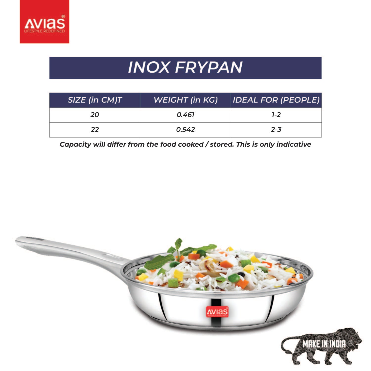 AVIAS Inox IB stainless steel Frypan