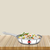 AVIAS Inox IB stainless steel Frypan | Induction friendly | Sandwich bottom | Robust | Silver Satin finish | 20cm/ 22cm