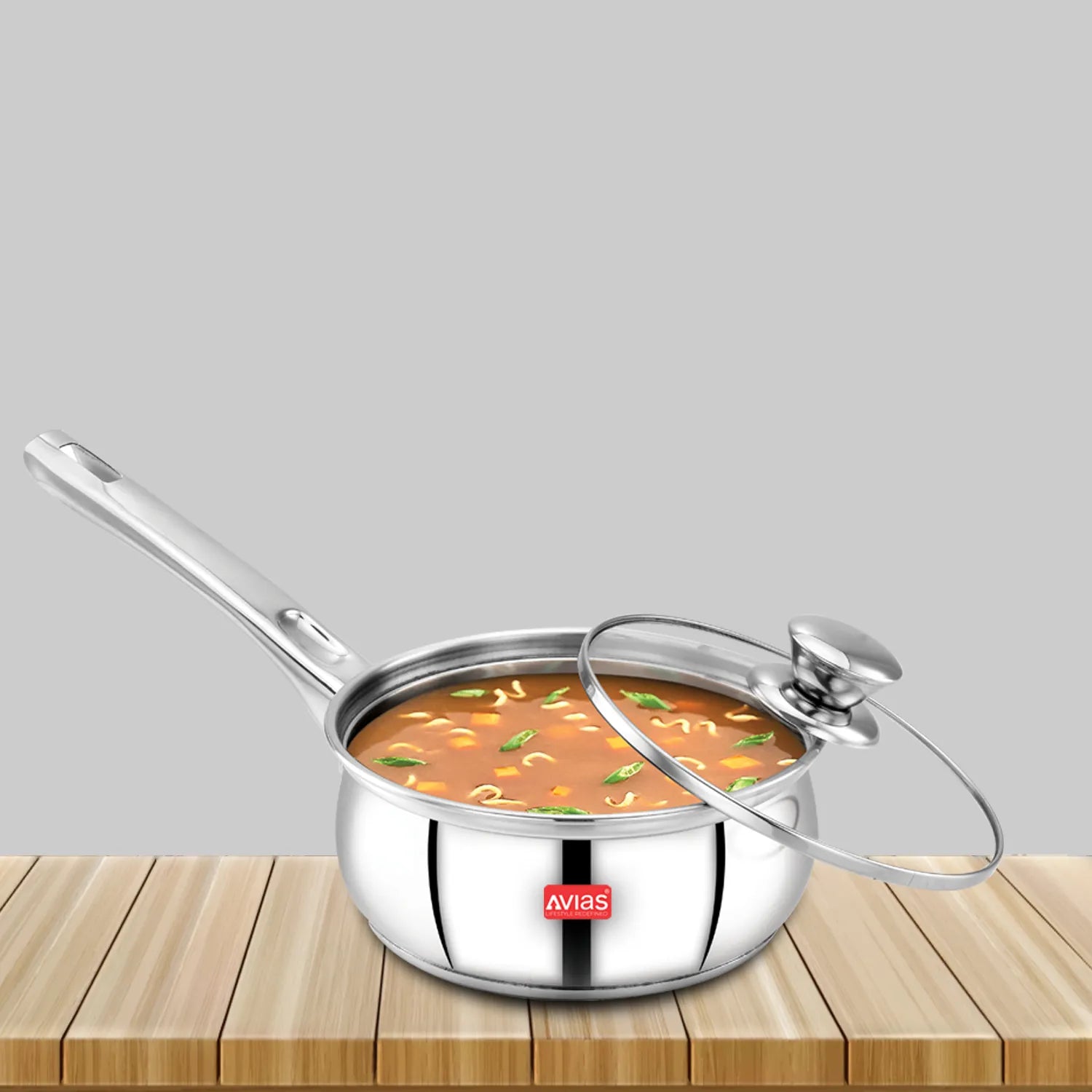 AVIAS Inox IB stainless Steel Saucepan with glass lid