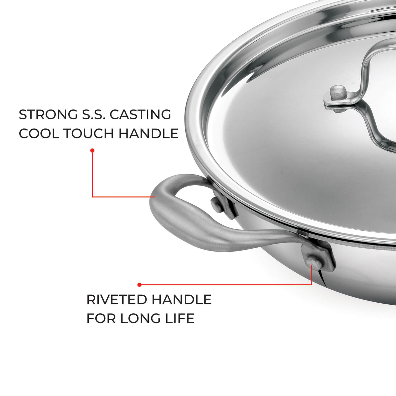 AVIAS Riara Premium Stainless steel Triply Kadai/ kadhai with lid