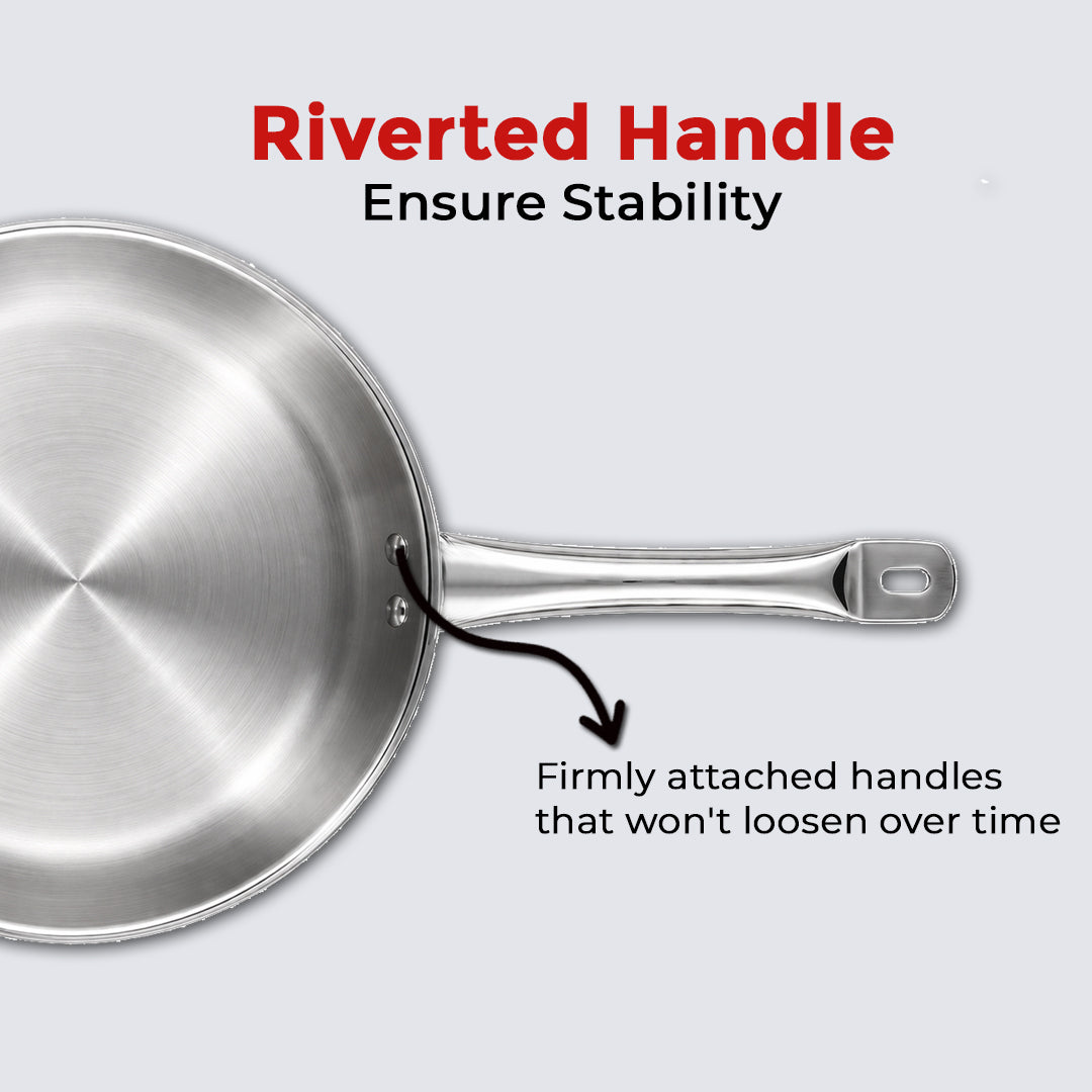 Avias Trivera Triply Stainless Steel Cookware Set | 3 Pc | Kadai + Frypan | SS Lid