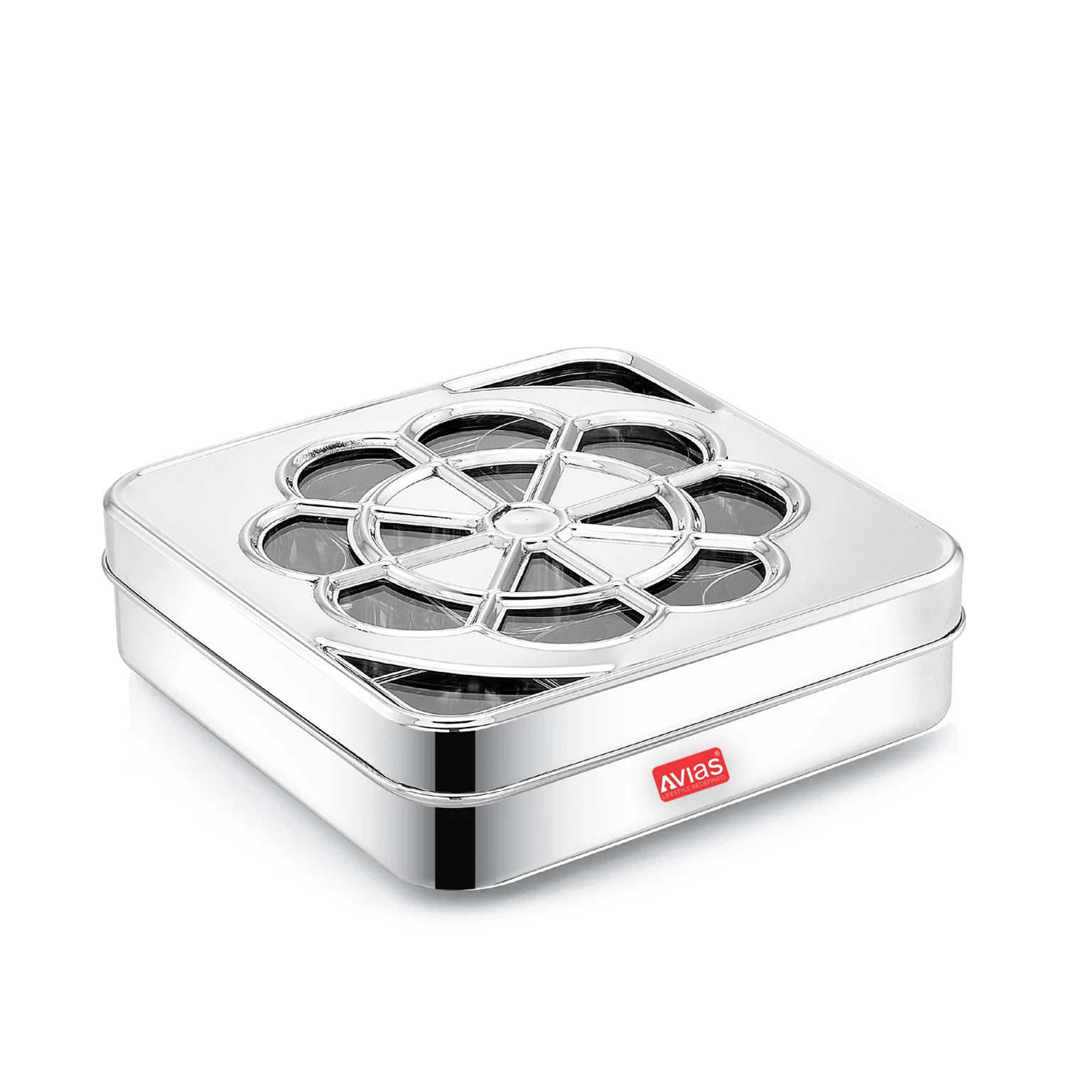 AVIAS Flora 9 square Premium quality Stainless steel Dry fruit cum Spice box