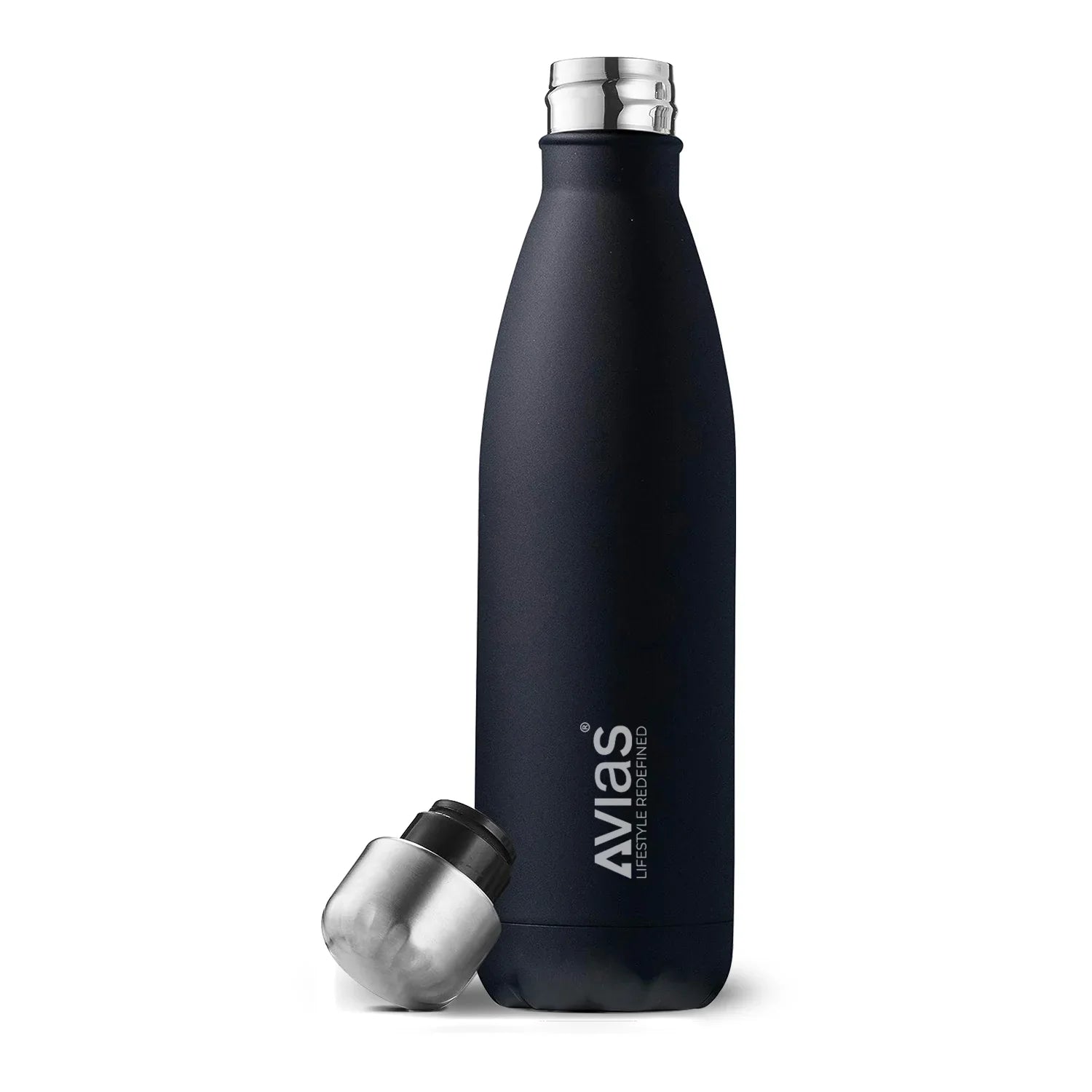 Evita premium stainless steel Vacuum Insulated Flask Water Bottle open - Black