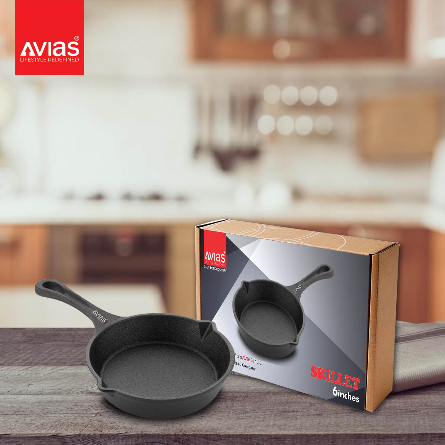 Cast Iron Deep Skillet Pan/ Iron Fry Pan/ Wrought Iron Frying Pan Pre-Seasoned Cookware | Induction Friendly | 100% Natural & Toxin-Free