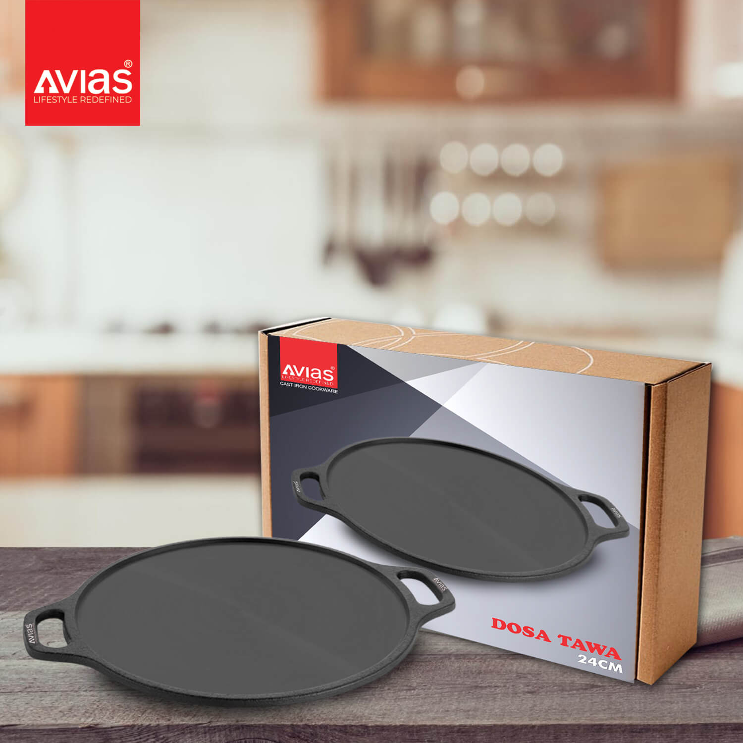 Cast Iron Dosa Tawa Pan/ Dosa Kallu/ Chapati Tawa/ Roti Iron Tawa | Pre-Seasoned Cookware | Induction Friendly | 100% Natural & Toxin-Free