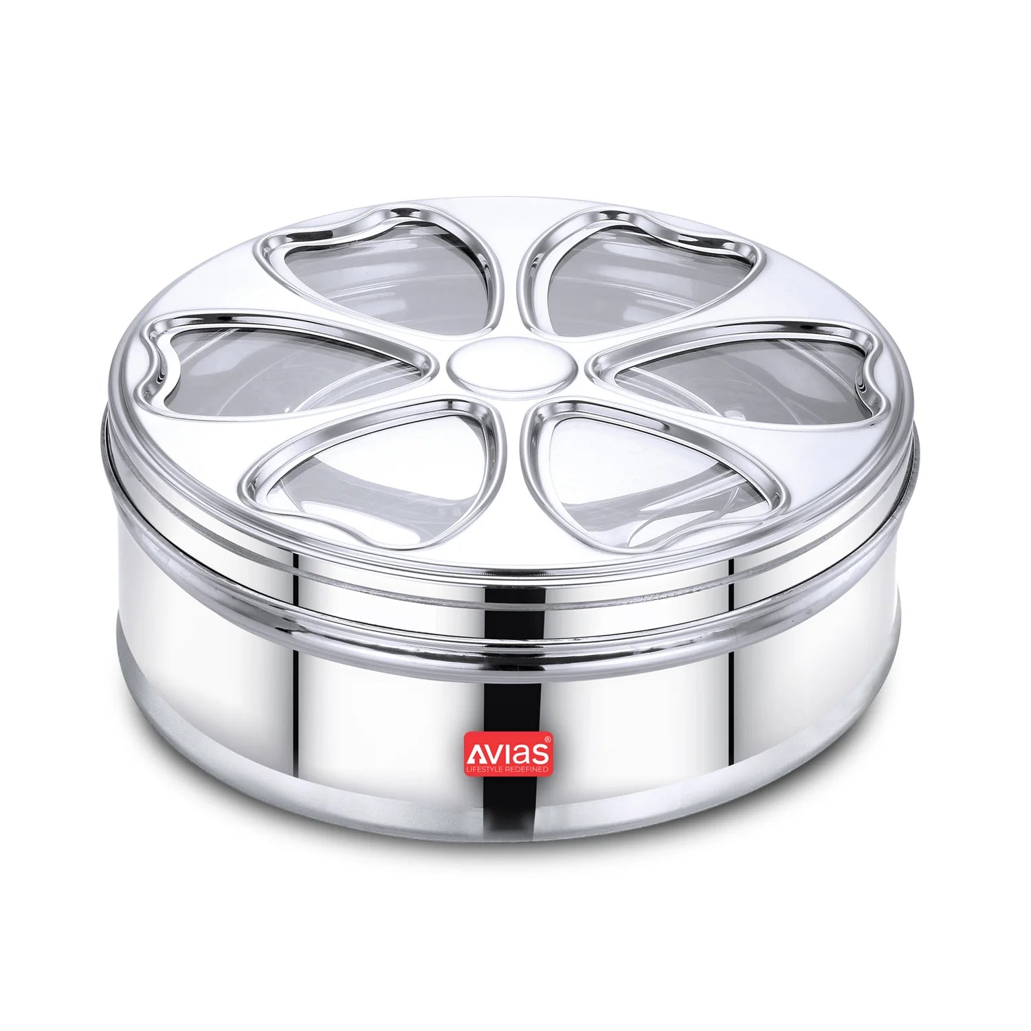 AVIAS stainless steel Petal spice box with see-through lid