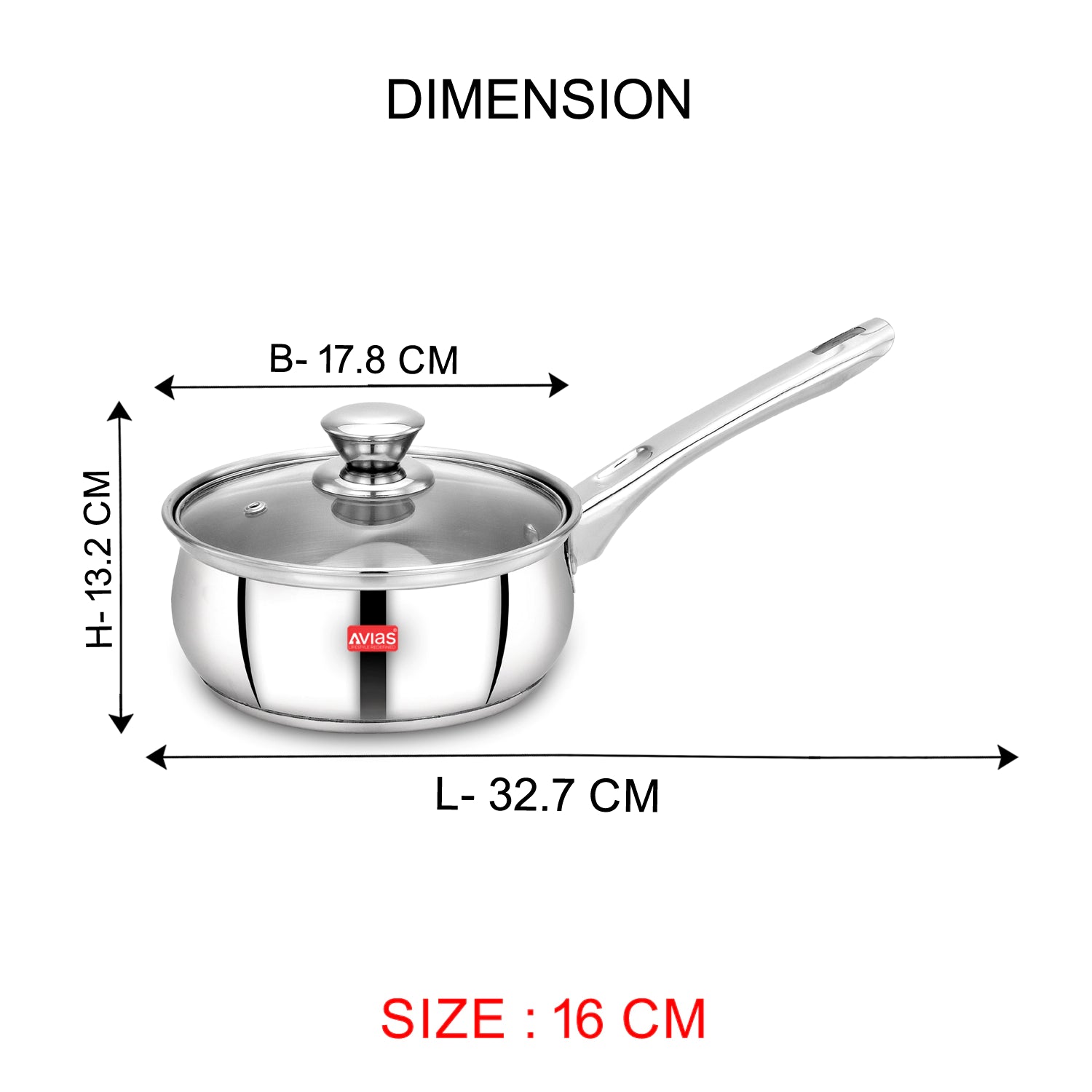 AVIAS Inox IB stainless Steel Saucepan 16 cm