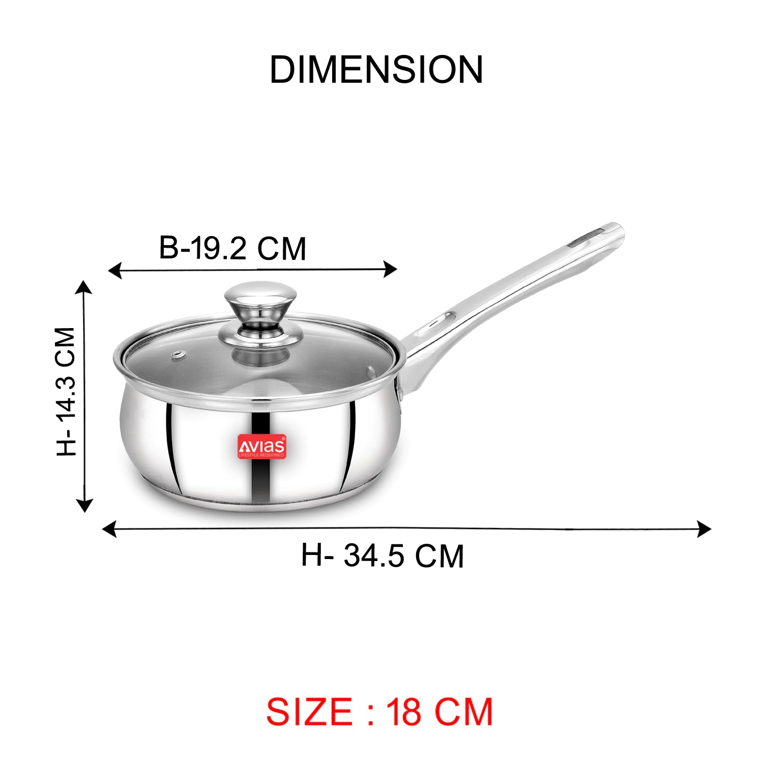 AVIAS Inox IB stainless Steel Saucepan 18 cm