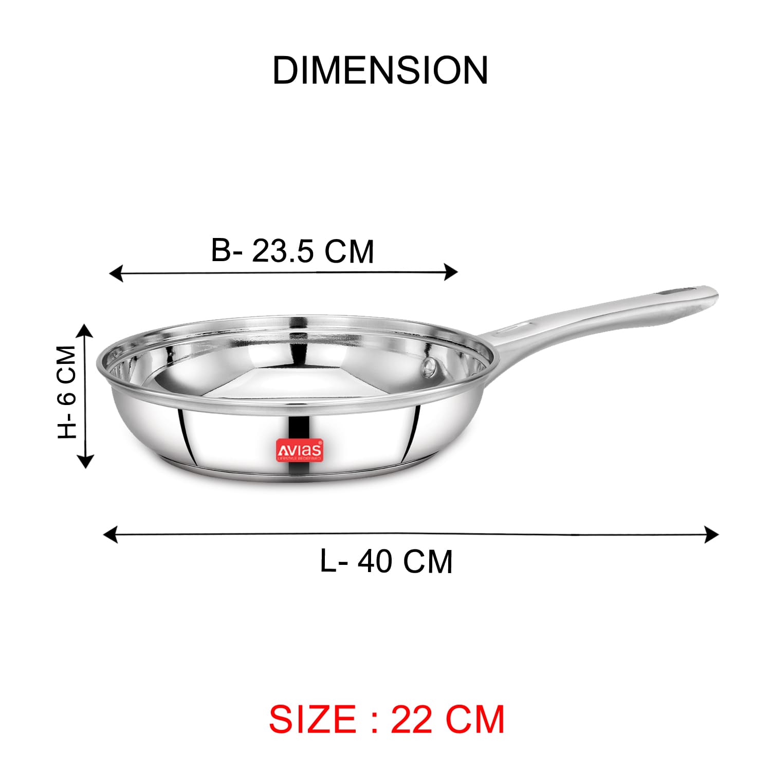 AVIAS Inox IB stainless steel Frypan 22 cm