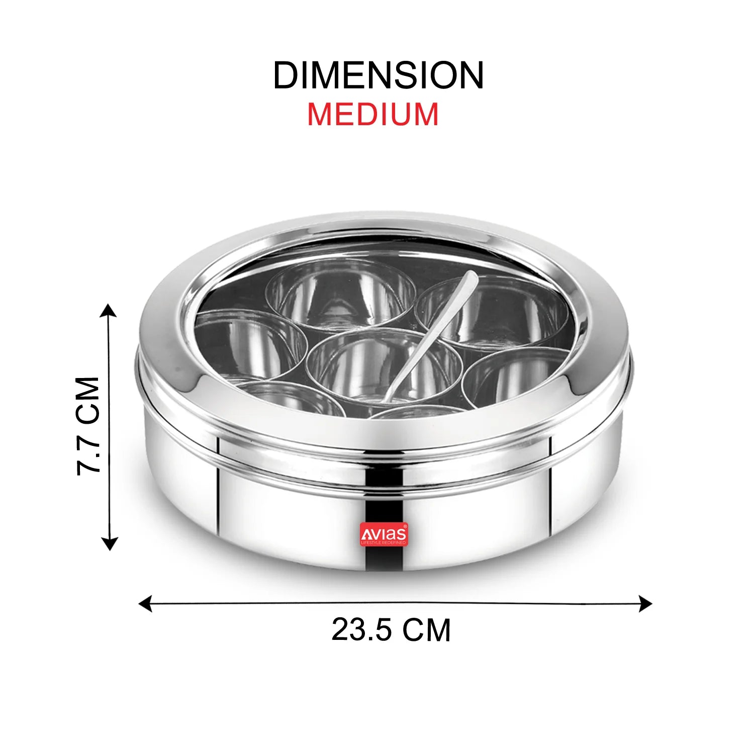 AVIAS Stainless Steel Elegant Spice box cum Organiser medium