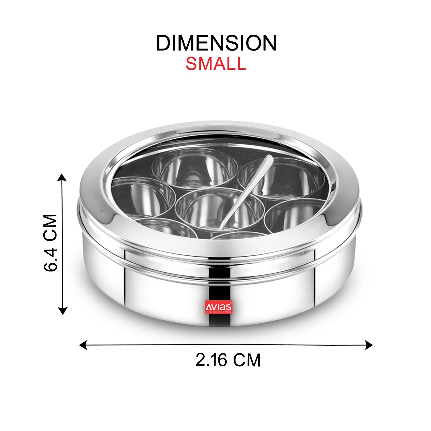 AVIAS Stainless Steel Elegant Spice box cum Organiser small