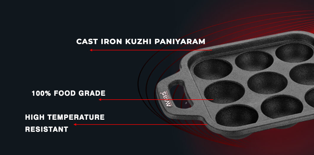 Cast Iron kuzhi Paniyaram pan/ kuzhi Paniyaram Kal/ Iron Paniyaram Pan Pre-Seasoned Cookware | Induction Friendly | 100% Natural & Toxin-Free